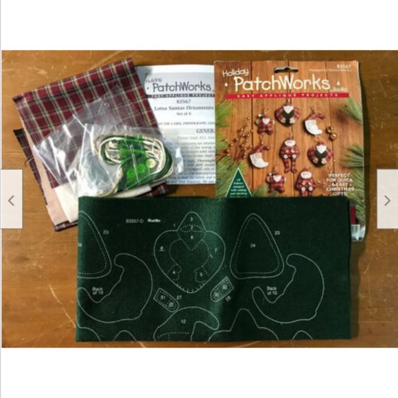 Lotsa Santas Felt Craft Kit #83567 Bucilla Holiday Patchworks Makes 8 Ornaments - Picture 2 of 3